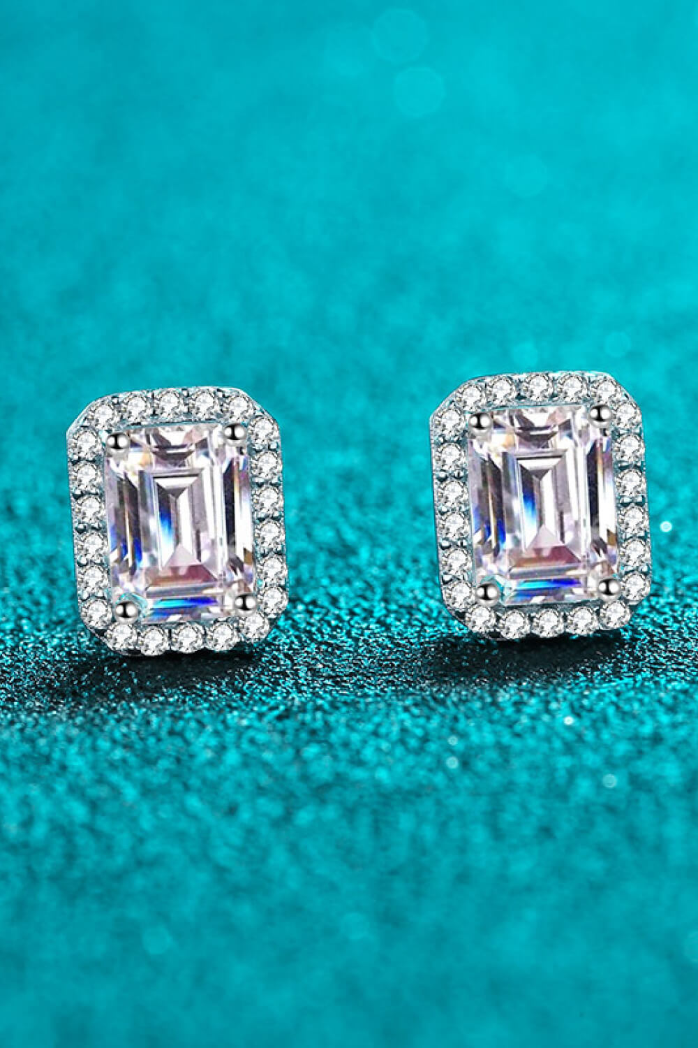 Adored 1 Carat Sparkala™ Moissanite Rhodium-Plated Square Stud Earrings