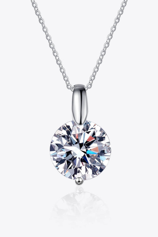 Minimalist Rhodium-Plated Pure Sterling Silver Moissanite Pendant Necklace