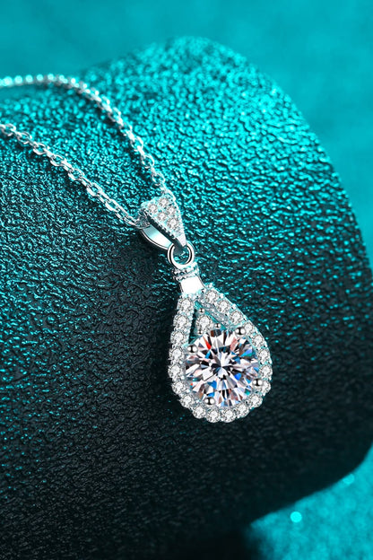 2 Carat Moissanite Teardrop Pendant 925 Sterling Silver Necklace - Sparkala