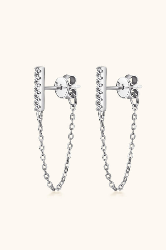 Moissanite Platinum-Plated 925 Sterling Silver Connected Earrings