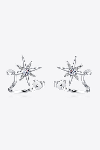 Sparkala™ Moissanite Star Rhodium-Plated Earrings