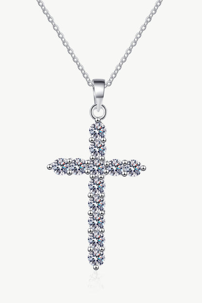 Sparkala™ Moissanite Cross Pendant Chain Necklace