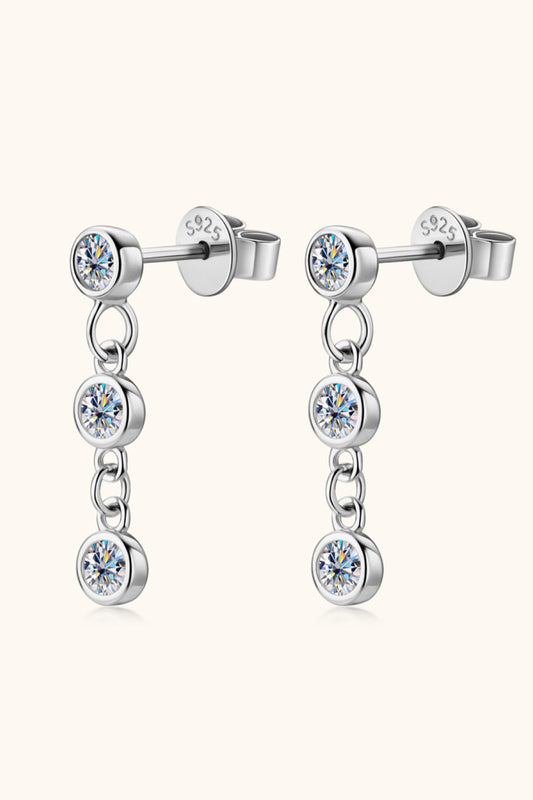 Moissanite Platinum-Plated 925 Sterling Silver Drop Earrings