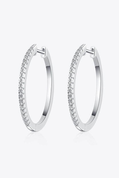 Rhodium-Plated Sparkala™ Moissanite Hoop Earrings