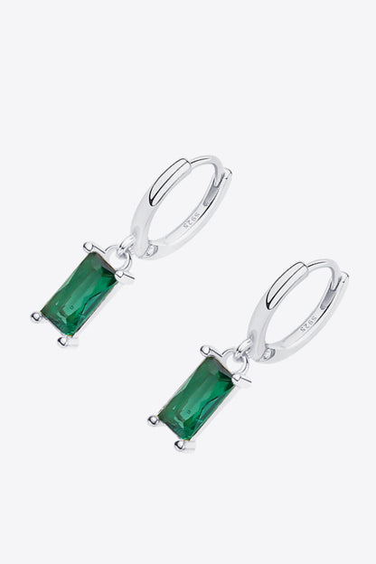 Retro Pure Sterling Silver Cubic Zirconia Drop Earrings
