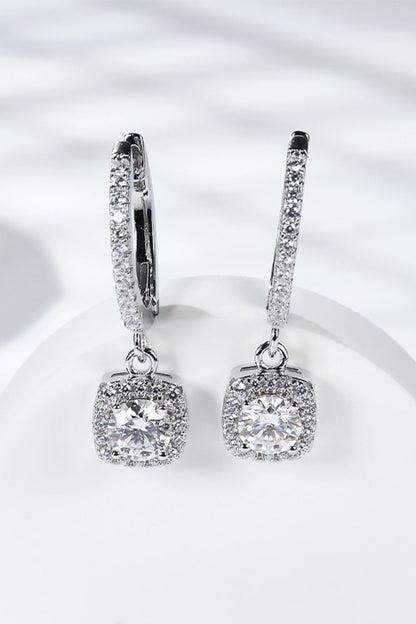 Adored Sparkala™ Moissanite Huggie Drop Earrings (Platinum-Plated Fine Silver)