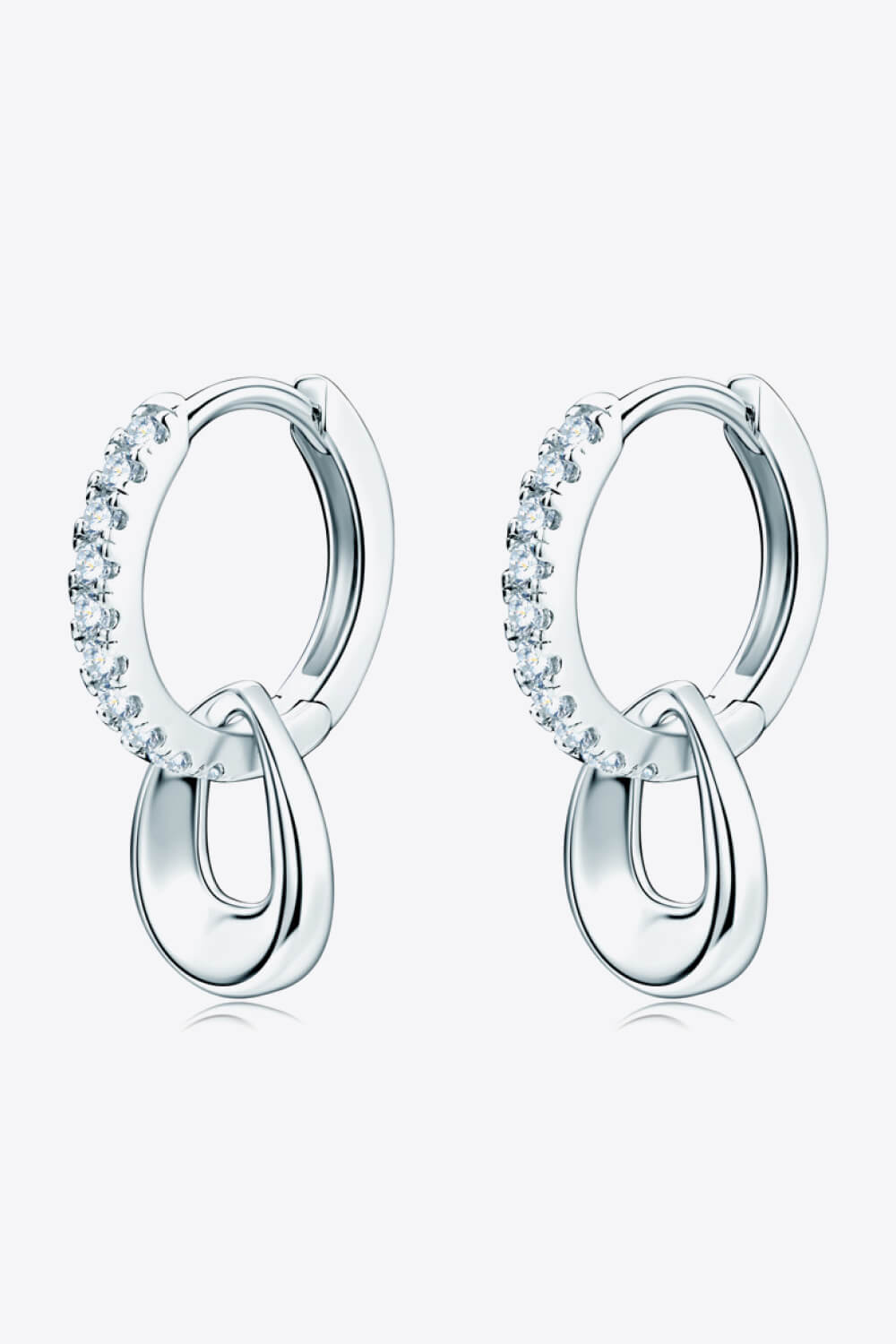 925 Sterling Silver Sparkala™ Moissanite Double Hoop Earrings (Platinum-Plated Fine Silver)