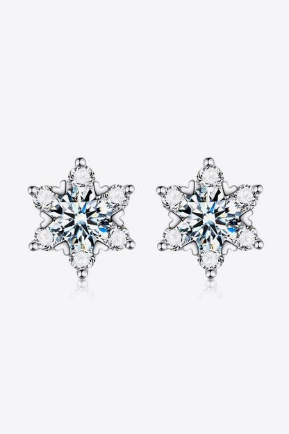 2 Carat Moissanite Floral Stud Earrings (Platinum-Plated Fine Silver) - Sparkala