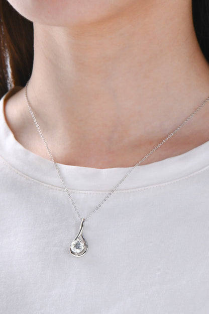 2 Carat Moissanite Platinum-Plated 925 Sterling Silver Necklace - Sparkala