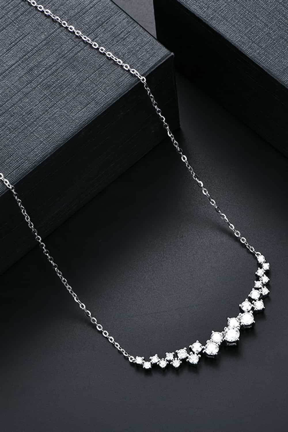 1.64 Carat Moissanite Platinum-Plated 925 Sterling Silver Necklace - Sparkala