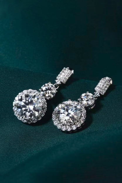 12 Carat Moissanite Platinum-Plated Drop Earrings - Sparkala