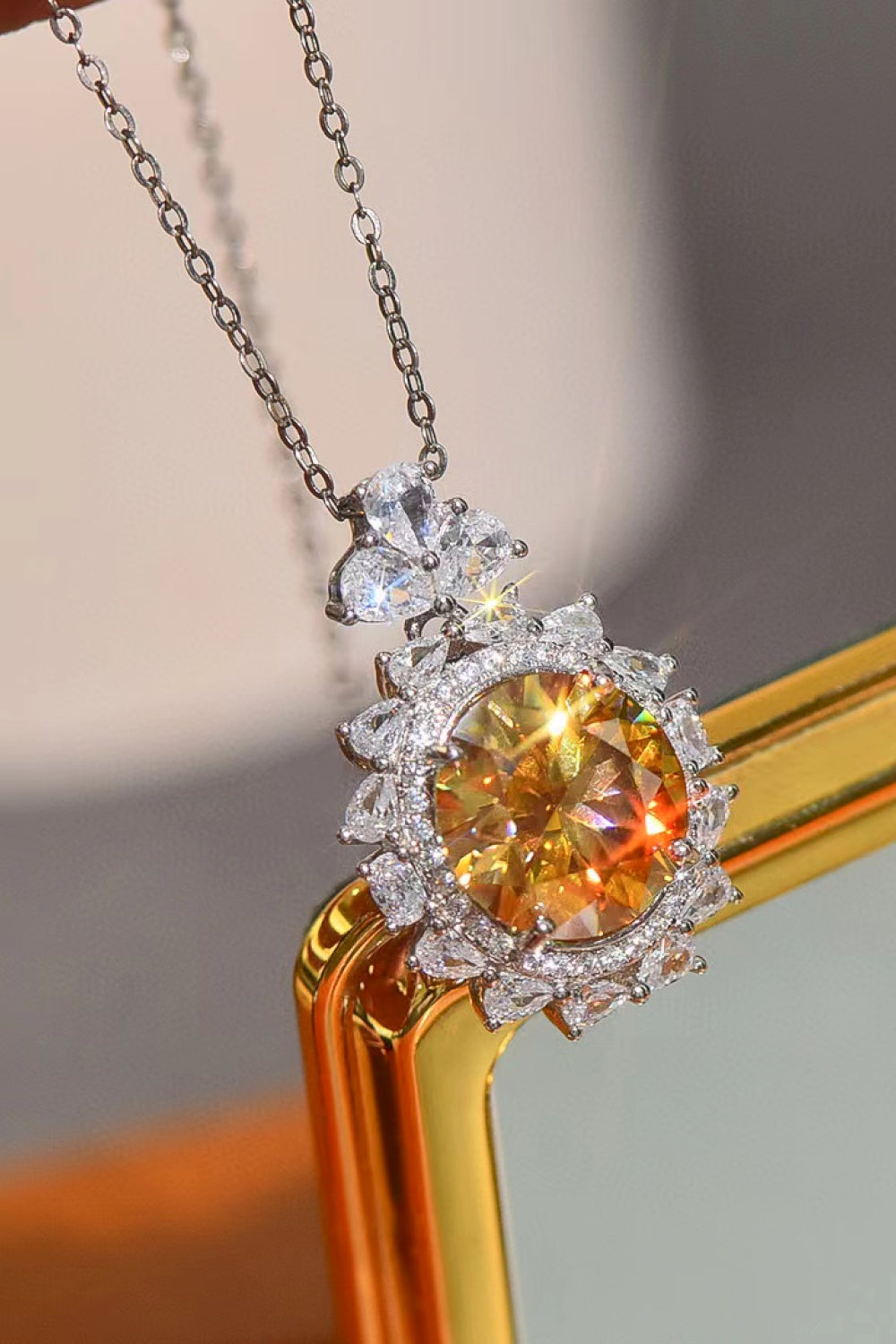 5 Carat Yellow Sparkala™ Moissanite Pendant Necklace (Platinum-Plated Fine Silver)