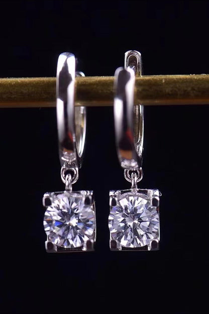 Feel The Surprise 1 Carat Moissanite Platinum-Plated Drop Earrings - Sparkala