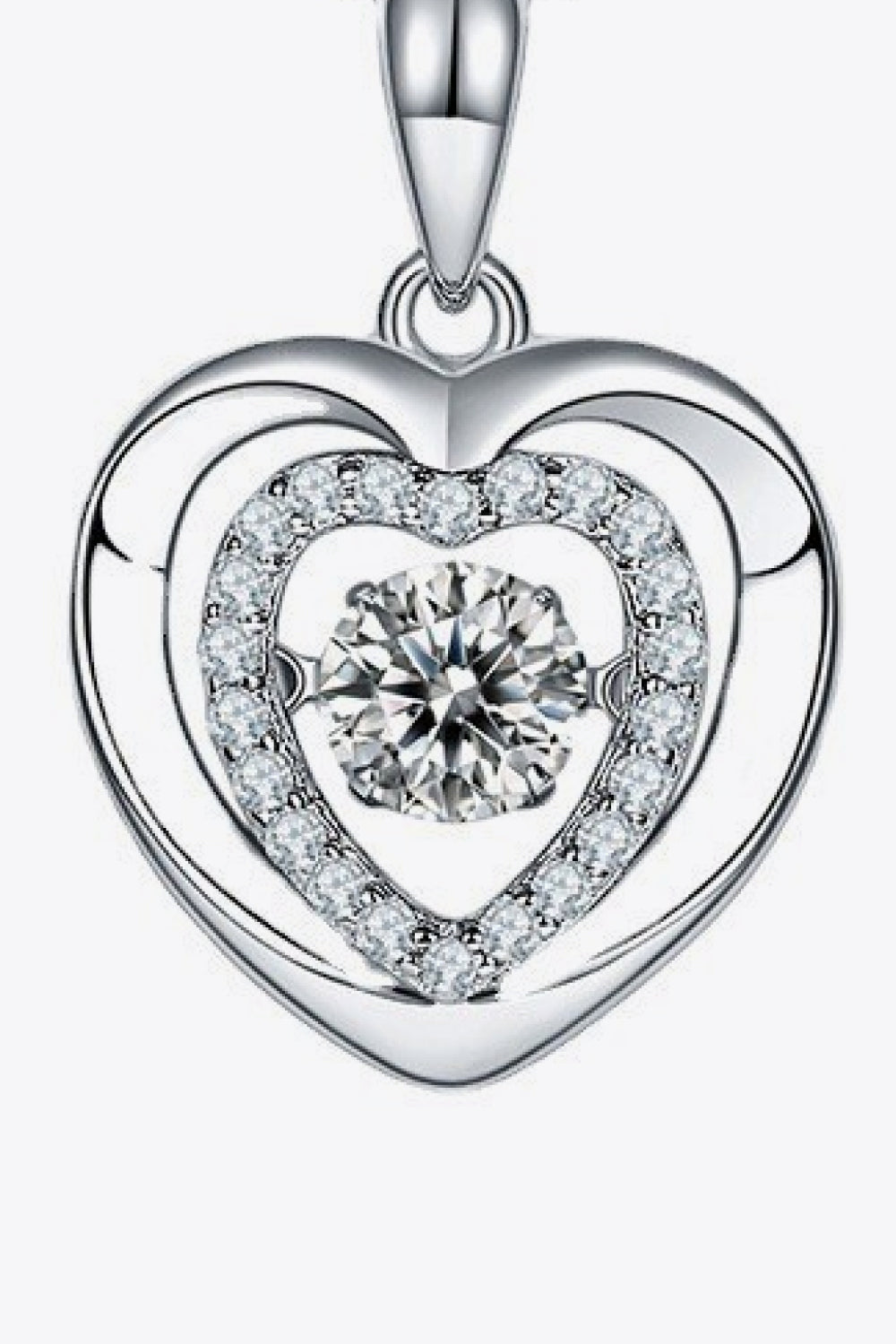 Sparkala™ Moissanite Heart Pendant Necklace (Platinum-Plated Fine Silver)