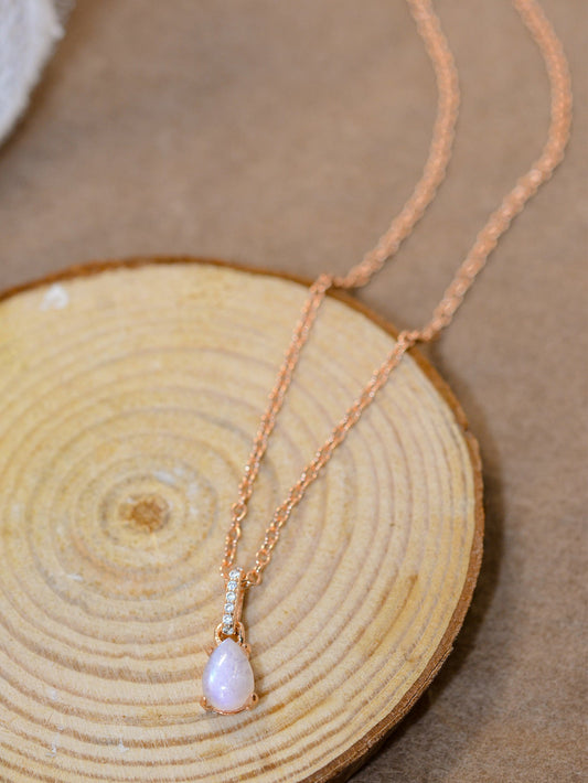 Moonstone Teardrop Pendant Necklace (Platinum-Plated Fine Silver)