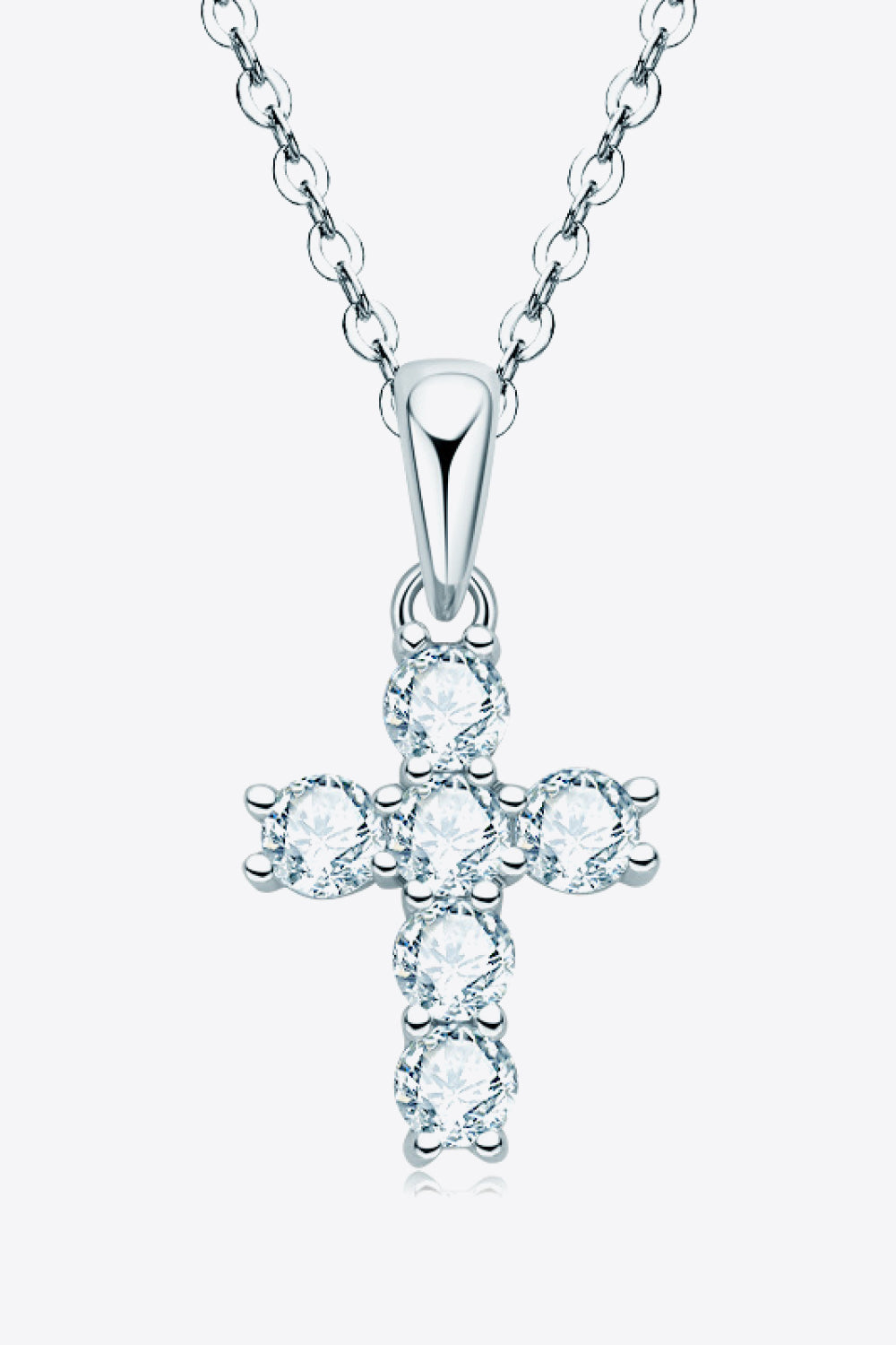 Sparkling Cross Sparkala™ Moissanite Pendant Necklace (Platinum-Plated Fine Silver)