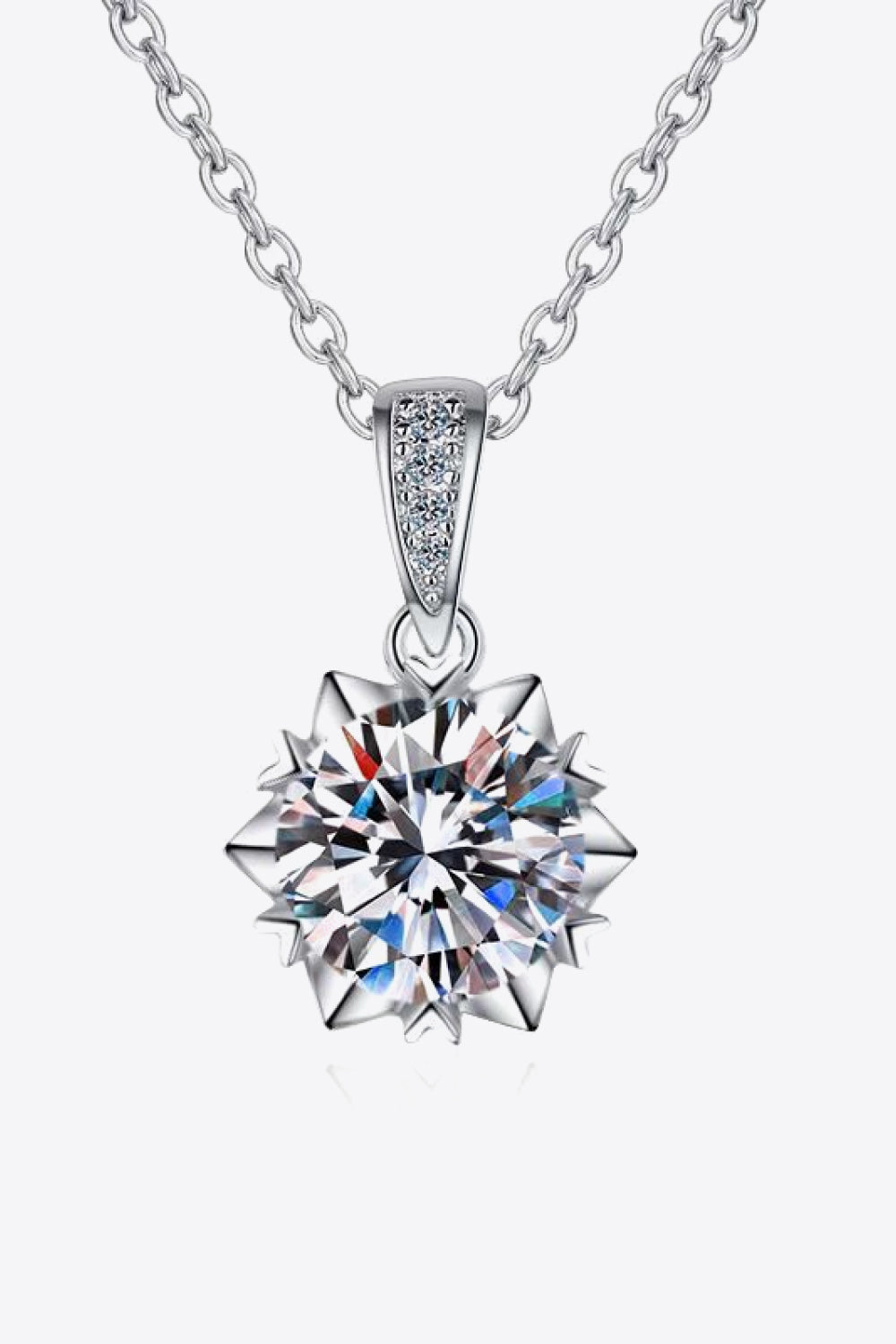 Looking At You 2 Carat Sparkala™ Moissanite Pendant Necklace (Platinum-Plated Fine Silver)