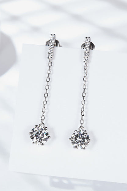 6-Prong Round Sparkala™ Moissanite Drop Earrings (Platinum-Plated Fine Silver)