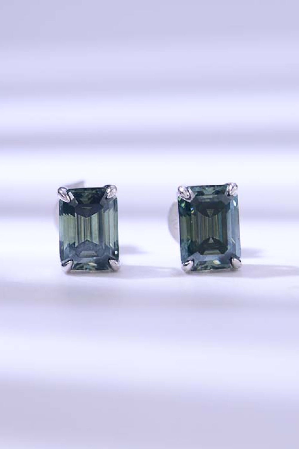 2 Carat Moissanite Stud Earrings in Green (Platinum-Plated Fine Silver) - Sparkala