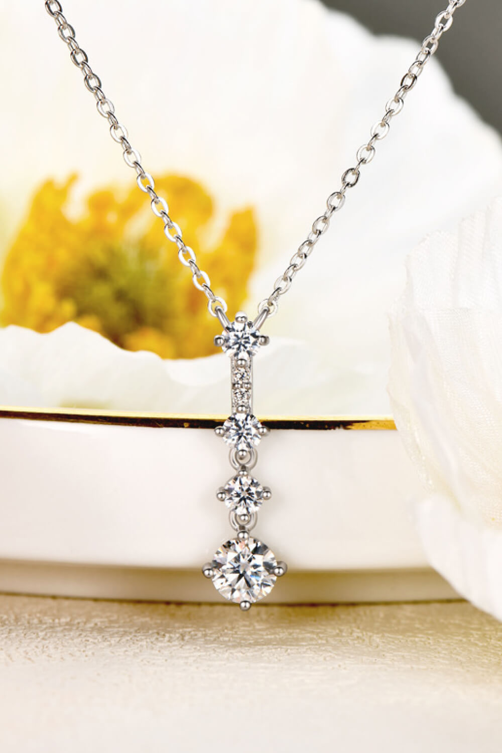 Adored Keep You There Multi-Moissanite Pendant Necklace (Platinum-Plated Fine Silver)