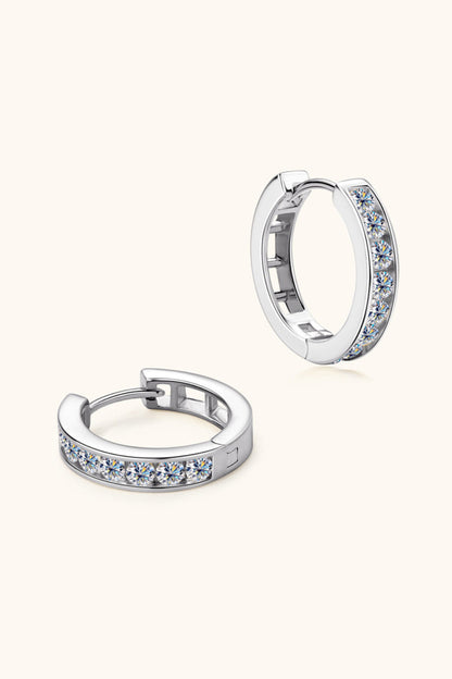 Sparkala™ Moissanite Platinum-Plated 925 Sterling Silver Huggie Earrings