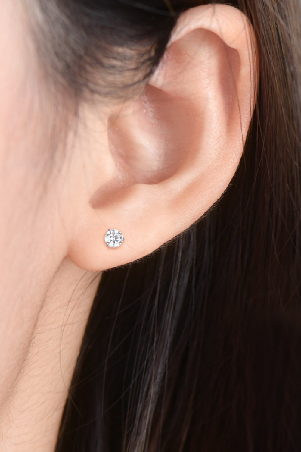 Moissanite Platinum-Plated 925 Sterling Silver Stud Earrings