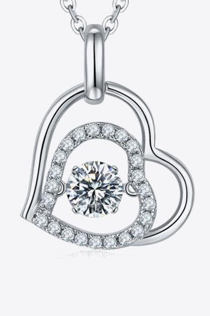 Sparkala™ Moissanite Heart Pendant Necklace (Platinum-Plated Fine Silver)