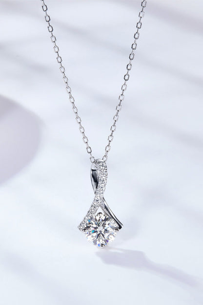 Special Occasion 1 Carat Moissanite Pendant Necklace (Platinum-Plated Fine Silver)