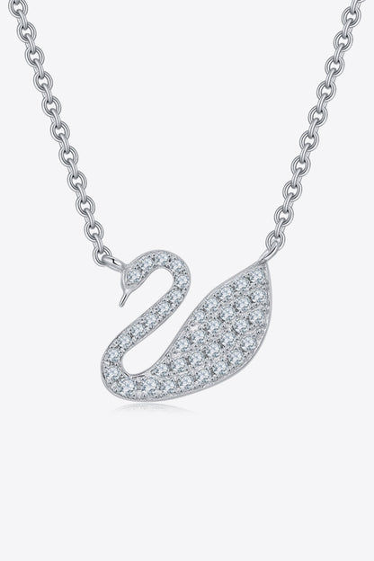 Moissanite Swan Platinum-Plated 925 Sterling Silver Necklace