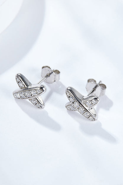 925 Sterling Silver X-Shape Sparkala™ Moissanite Earrings (Platinum-Plated Fine Silver)