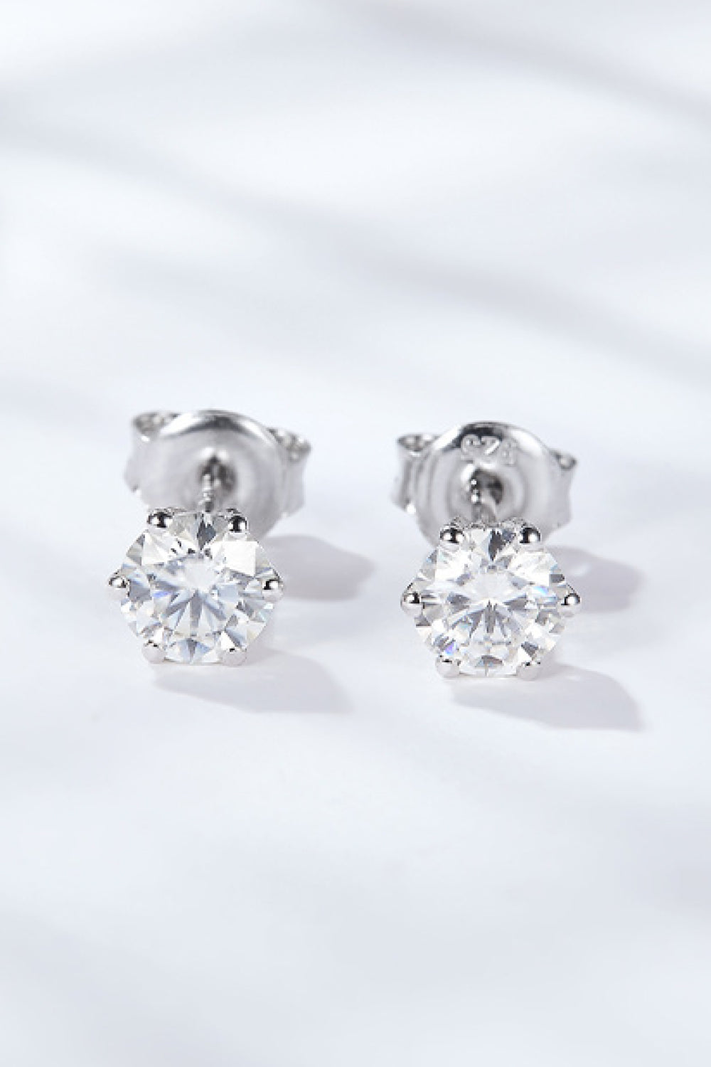 Good Days Ahead Moissanite Stud Earrings (Platinum-Plated Fine Silver) - Sparkala