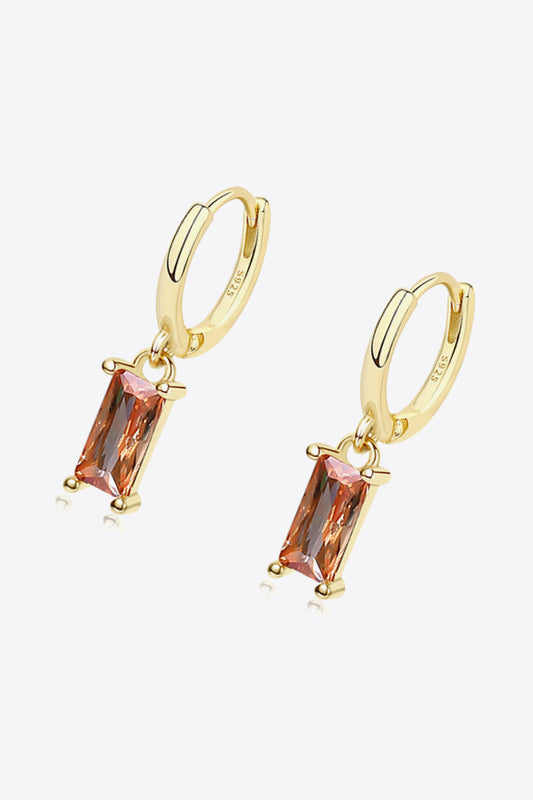 Retro Pure Sterling Silver Cubic Zirconia Drop Earrings