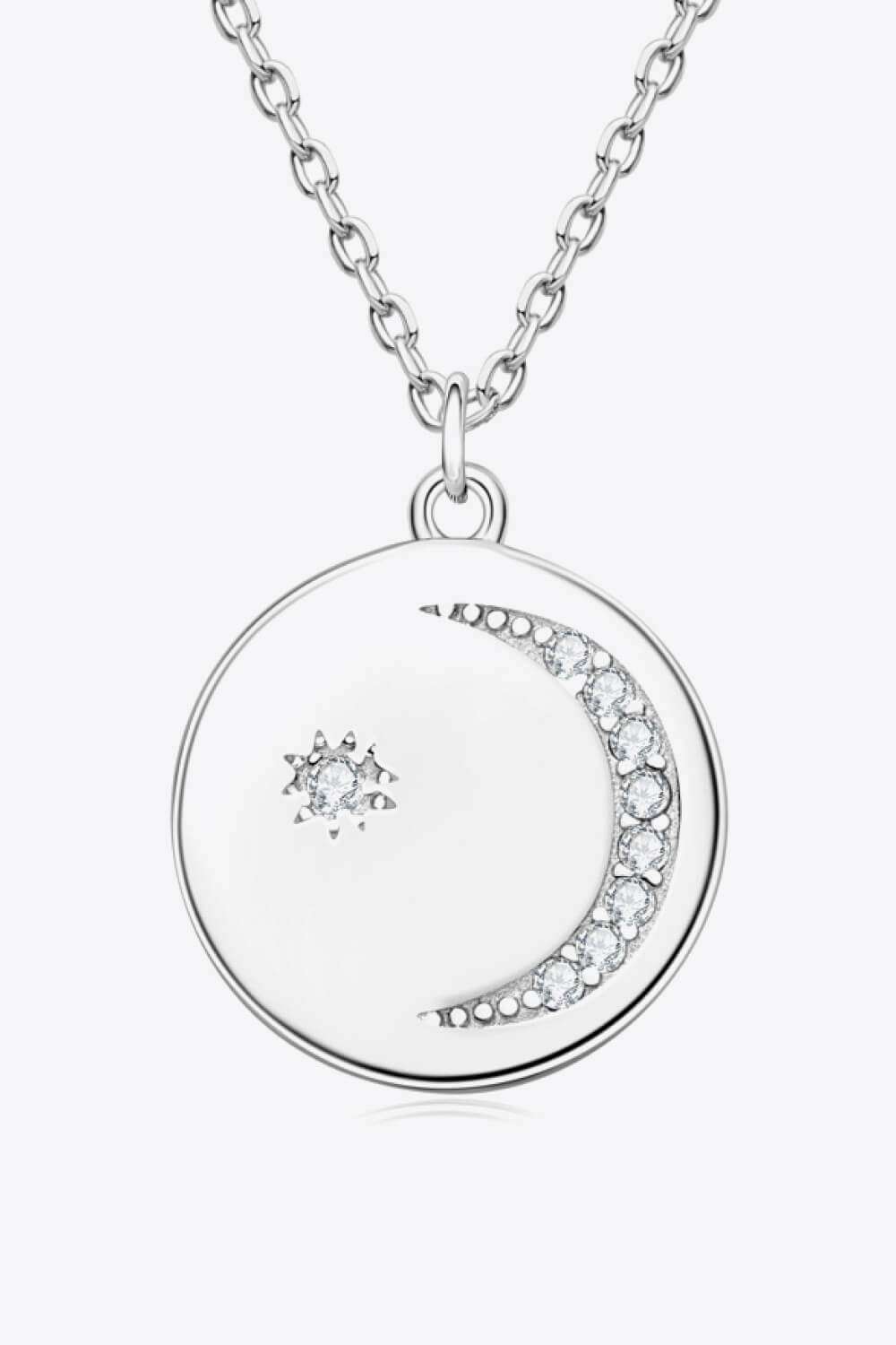 Sparkala™ Moissanite Round Pendant Necklace (Platinum-Plated Fine Silver)