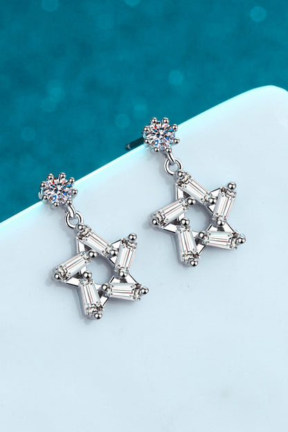 Pure Sterling Silver Inlaid Sparkala™ Moissanite Star Earrings