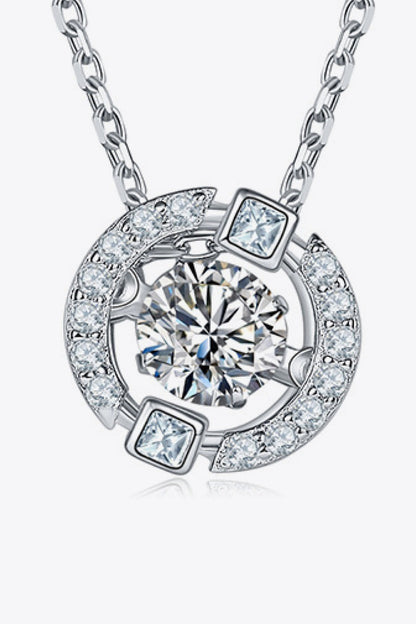 Sparkala™ Moissanite Pendant Chain-Link Necklace (Platinum-Plated Fine Silver)