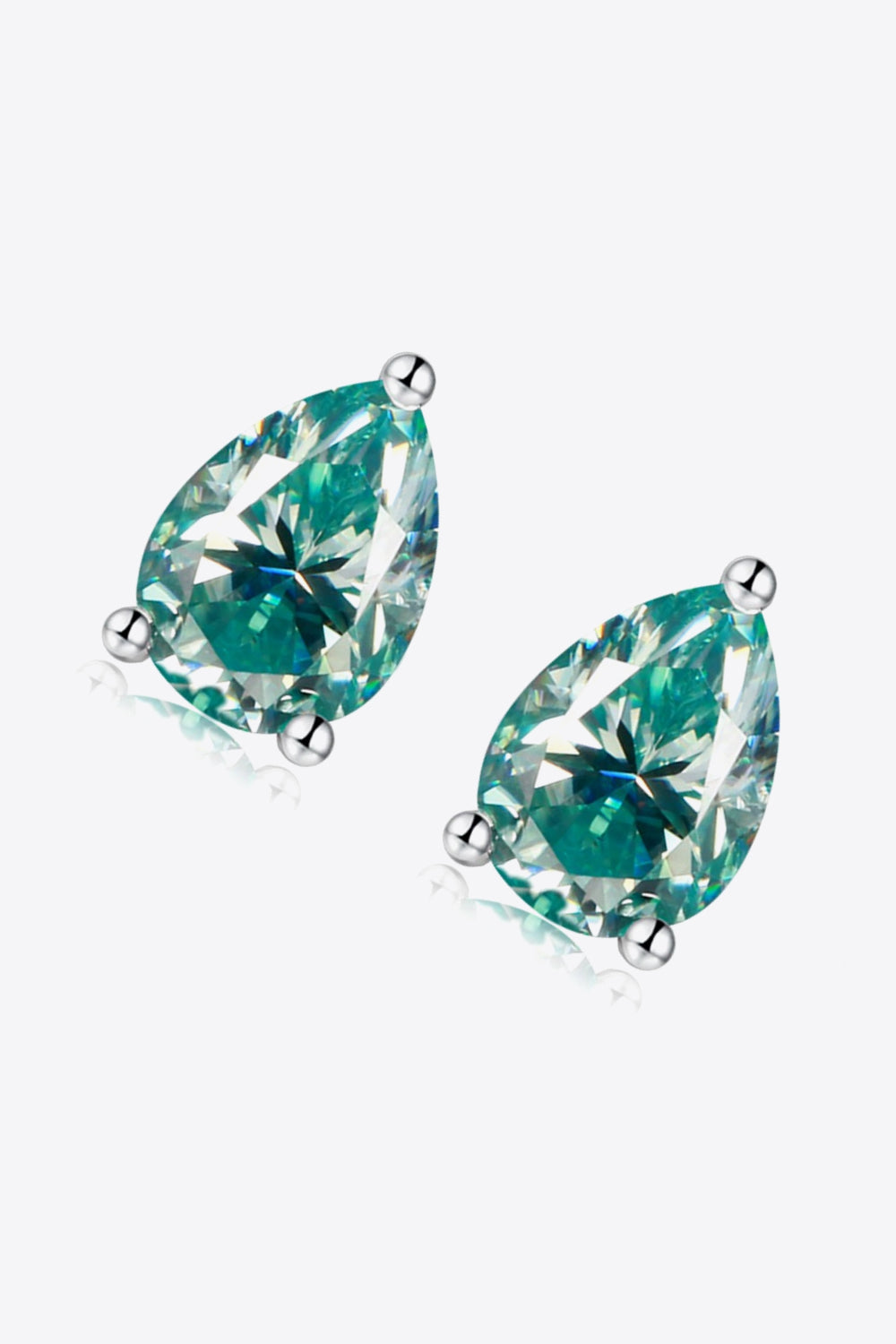 2 Carat Moissanite Teardrop Earrings (Platinum-Plated Fine Silver) - Sparkala