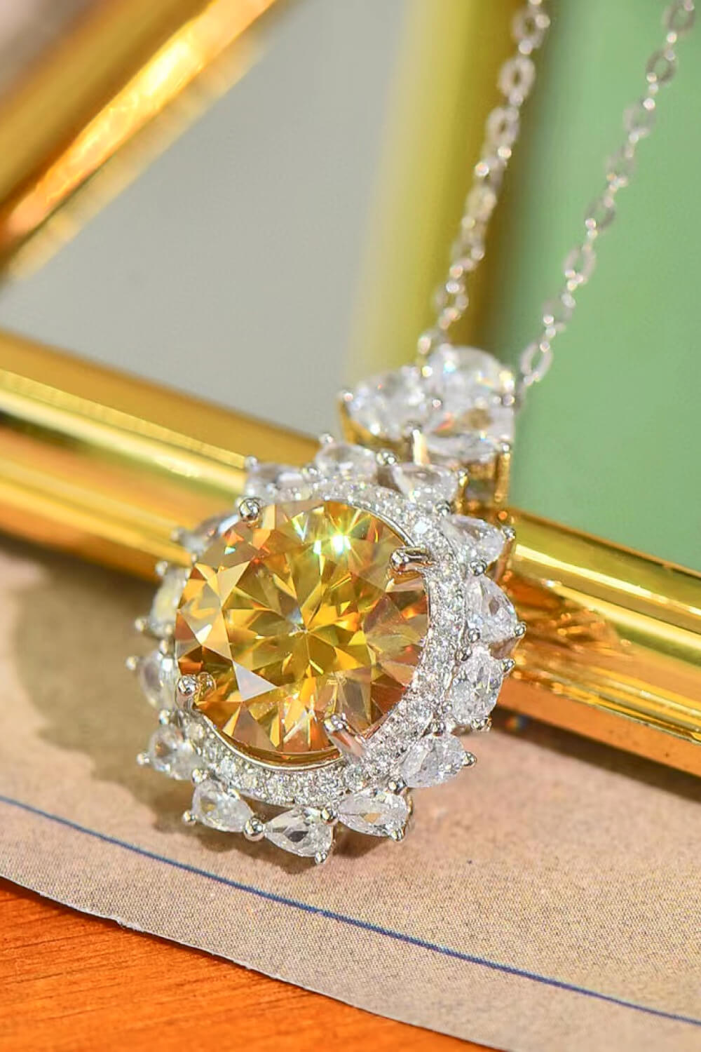 5 Carat Yellow Sparkala™ Moissanite Pendant Necklace (Platinum-Plated Fine Silver)