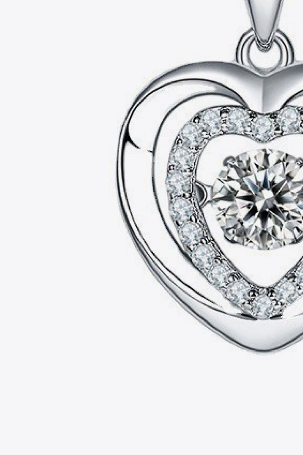 Sparkala™ Moissanite Heart Pendant Necklace (Platinum-Plated Fine Silver)