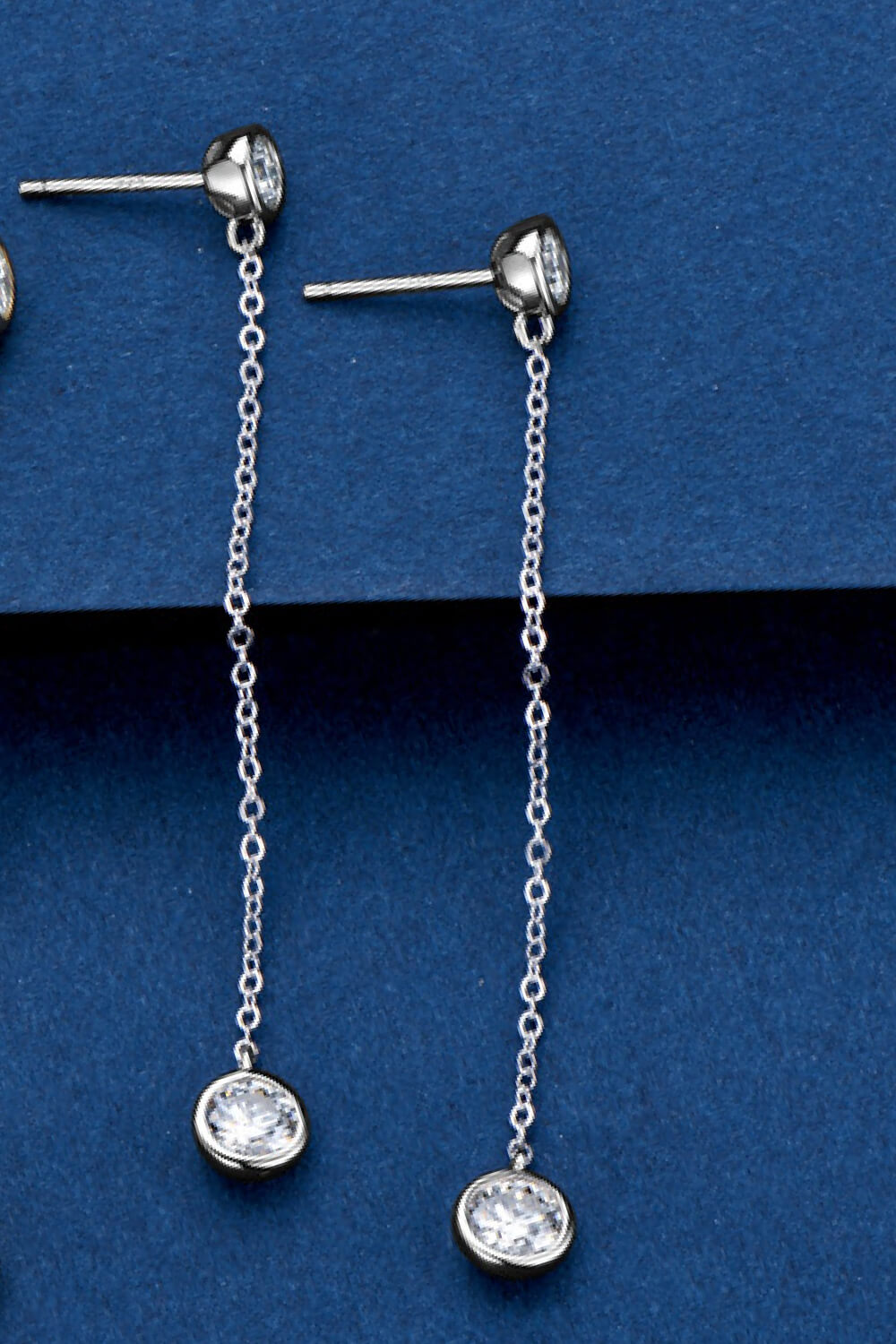 Adored Sparkala™ Moissanite Chain Earrings (Platinum-Plated Fine Silver)