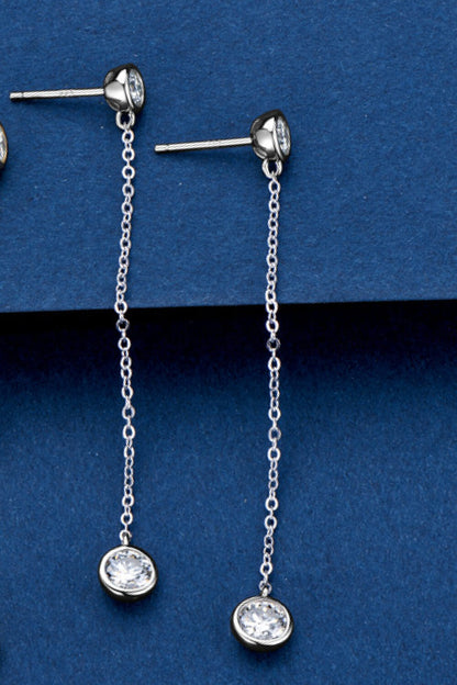 Adored Sparkala™ Moissanite Chain Earrings (Platinum-Plated Fine Silver)