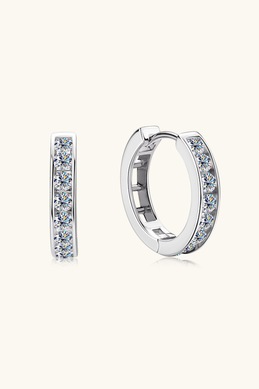 Sparkala™ Moissanite Platinum-Plated 925 Sterling Silver Huggie Earrings