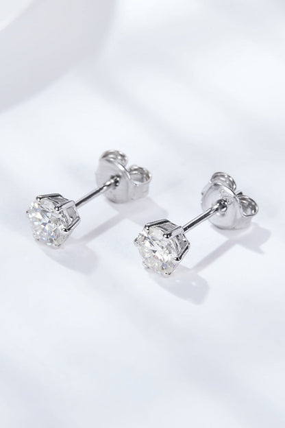 Good Days Ahead Moissanite Stud Earrings (Platinum-Plated Fine Silver) - Sparkala