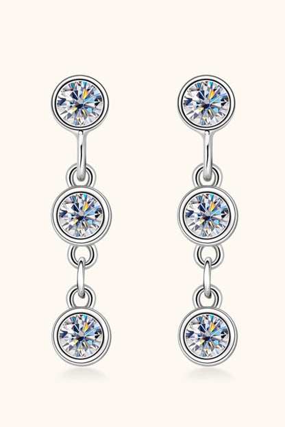 Sparkala™ Moissanite Platinum-Plated 925 Sterling Silver Drop Earrings