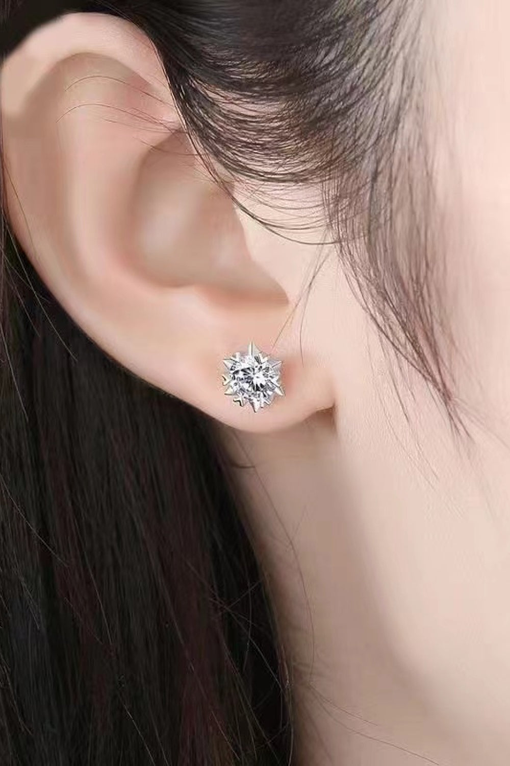 Stuck On You 4 Carat Moissanite Stud Earrings (Platinum-Plated Fine Silver)