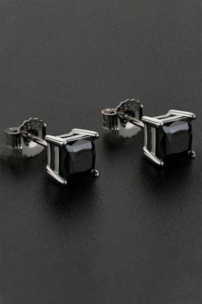 925 Sterling Silver Square Sparkala™ Moissanite Stud Earrings (Platinum-Plated Fine Silver)