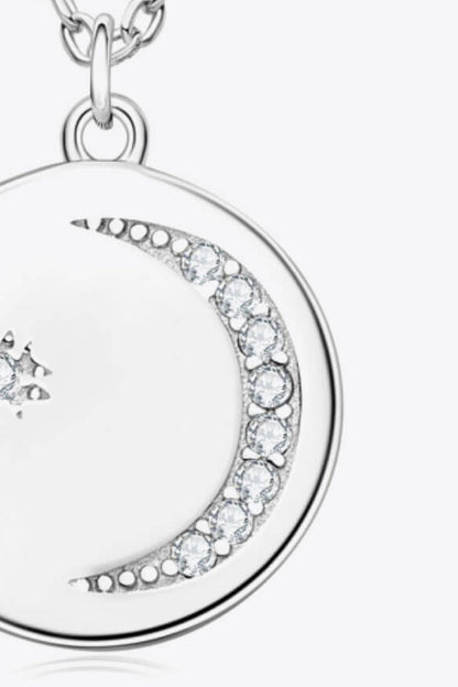 Sparkala™ Moissanite Round Pendant Necklace (Platinum-Plated Fine Silver)