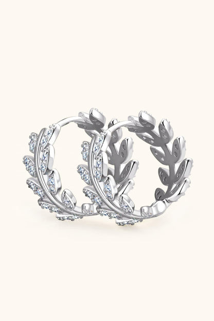 Moissanite Leaf Platinum-Plated 925 Sterling Silver Earrings