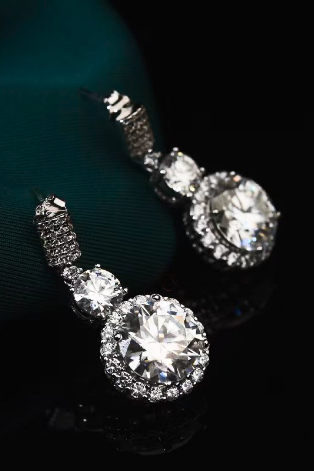 12 Carat Moissanite Platinum-Plated Drop Earrings - Sparkala