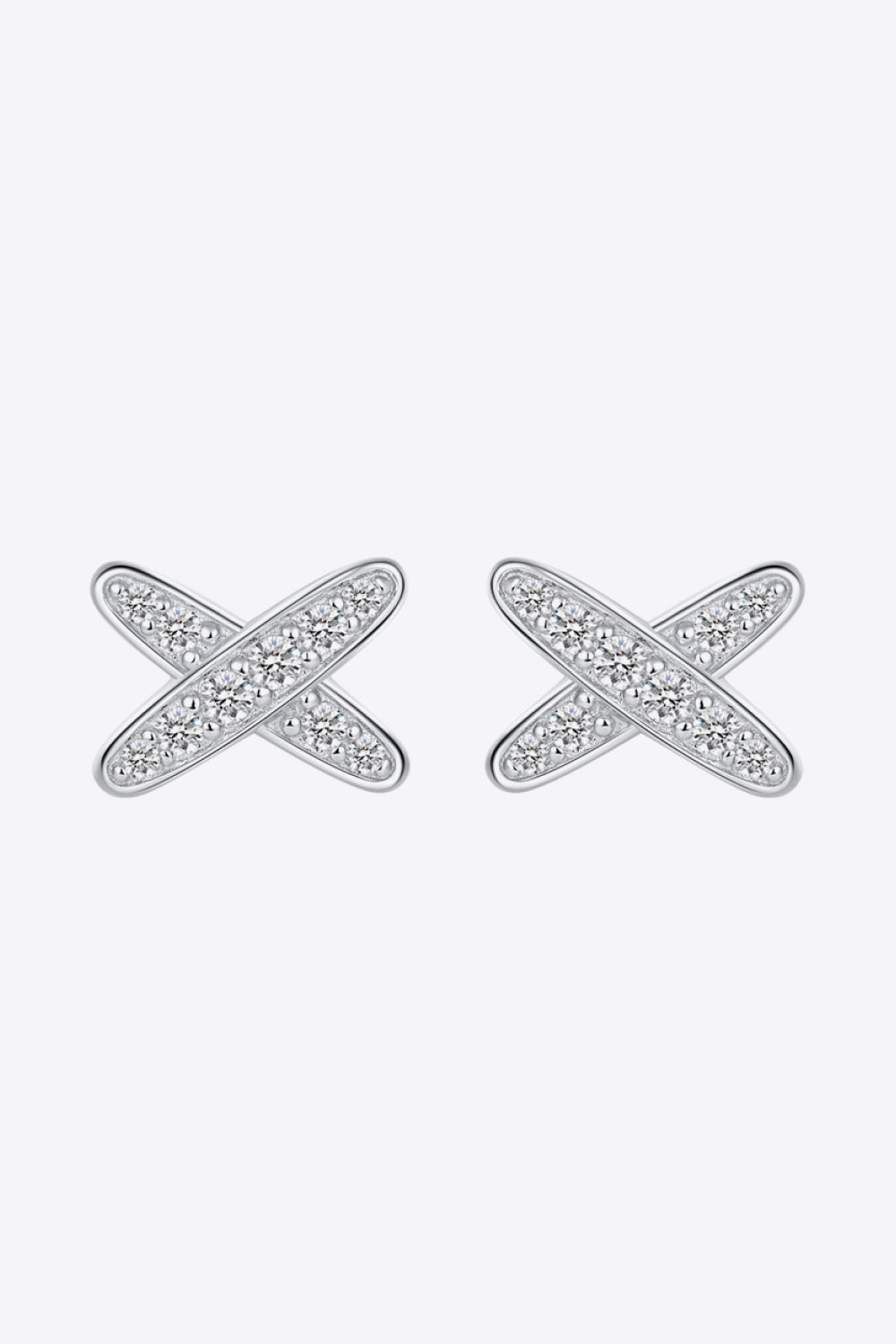 925 Sterling Silver X-Shape Sparkala™ Moissanite Earrings (Platinum-Plated Fine Silver)