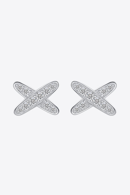 925 Sterling Silver X-Shape Sparkala™ Moissanite Earrings (Platinum-Plated Fine Silver)